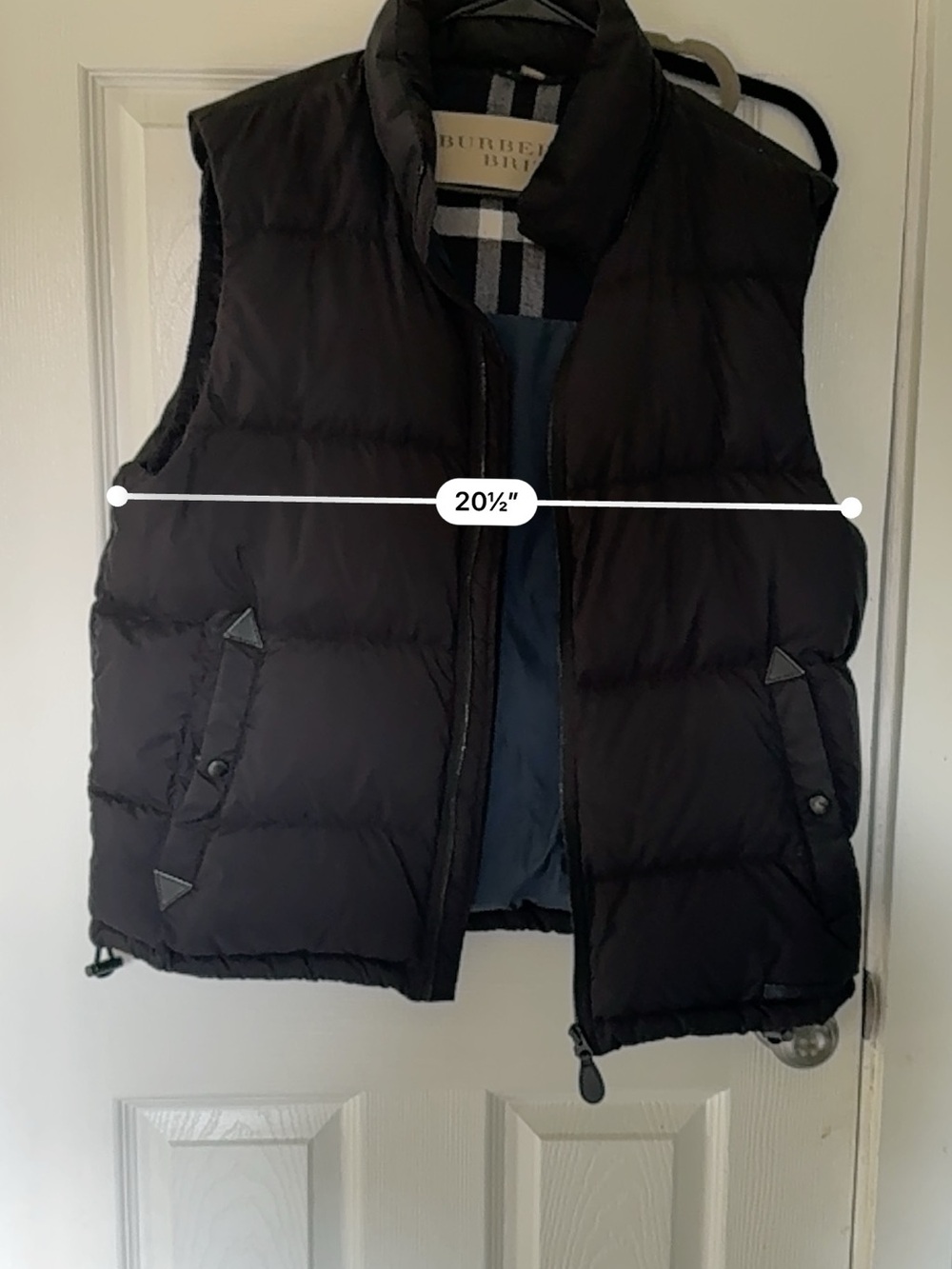 Burberry Black Quilted Puffer Vest with Signature Plaid Lining - Picture 7 of 7